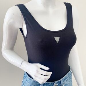 NWOT Bored Teenager Brand Black Cotton Tank Bodysuit w Triangle Cutout Revolve